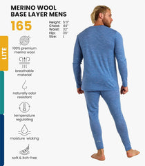 100% Merino Wool Base Layer Men Set - Thermal Underwear for Men Long Johns