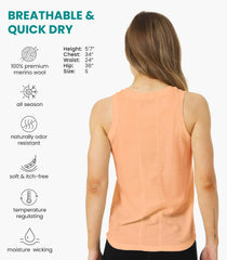 100% Merino Wool Tank Top Women - Active Sleeveless Undershirt Base Layer
