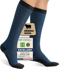 Merino Wool Compression Socks for Women Men 15-20 mmHg for flying