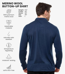 100% Merino Wool Button Up Shirt Men - Long & Short Sleeve Breathable
