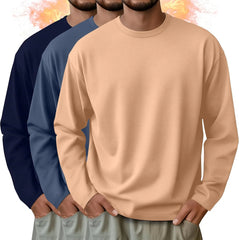3 Pack Mens Thermal Shirts | Long Sleeve Sweatshirt, Crew Neck, Thermal Tops, Thick, Pullover, Basic, Casual, Warm, Winter Shirts