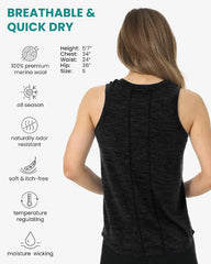 100% Merino Wool Tank Top Women - Active Sleeveless Undershirt Base Layer | Lightweight, Breathable Merino Wool Thermal, Naturally Anti-Odor, Moisture-Wicking Basic Top, Ideal for Hiking, Travel