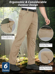 Mens Hiking Pants Lightweight Cargo Work Tactical Nylon Stretch Waterproof Quick Dry Fishing Travel Outdoor 6 Pockets
