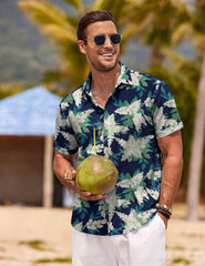 COOFANDY Men's Linen Shirts Short Sleeve Casual Shirts Button Down Shirt for Men Beach Summer Wedding Shirt
