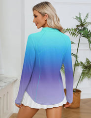 LOMON Women Long Sleeve Shirts Sun Protection 1/4 Zip Summer Quick Dry Hiking Shirts Quarter Zip Pullover for Women