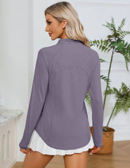 LOMON Women Long Sleeve Shirts Sun Protection 1/4 Zip Summer Quick Dry Hiking Shirts Quarter Zip Pullover for Women