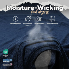 Merino Wool Shirt for Men Bamboo Viscose Moisture Wicking Undershirt Lightweight Crewneck Soft T-Shirt 2P