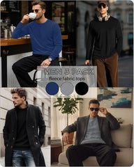3 Pack Mens Long Sleeve Thermal Shirts Crew Neck Tops