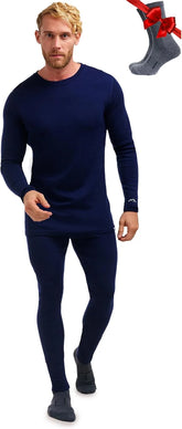 100% Merino Wool Base Layer Men Set - Thermal Underwear for Men Long Johns