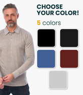 100% Merino Wool Polo Shirt Men - Short & Long Sleeve Shirt Base Later (Small, Black Ink Long Sleeve Polo)