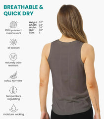 100% Merino Wool Tank Top Women - Active Sleeveless Undershirt Base Layer