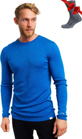 100% Merino Wool Base Layer Mens - Long Sleeve Thermal Shirts with Socks