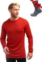 100% Merino Wool Base Layer Mens - Long Sleeve Thermal Shirts with Socks