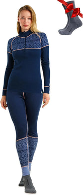 100% Merino Wool Base Layer Women Set - Thermal Underwear Women Top, Bottom
