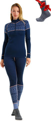 100% Merino Wool Base Layer Women Set - Thermal Underwear Women Top, Bottom