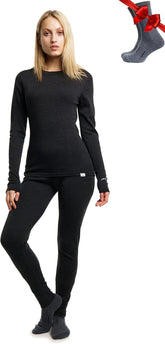 100% Merino Wool Base Layer Women Set - Thermal Underwear Women Top, Bottom