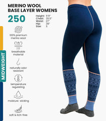 100% Merino Wool Base Layer Women Pants - Thermal Leggings Underwear