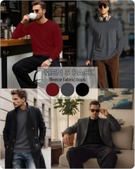 3 Pack Mens Long Sleeve Thermal Shirts Crew Neck Tops