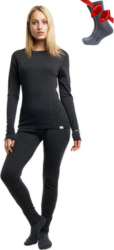 100% Merino Wool Base Layer Women Set - Thermal Underwear Women Top, Bottom