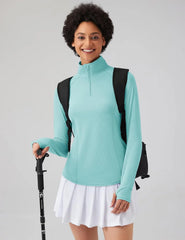 LOMON Women Long Sleeve Shirts Sun Protection 1/4 Zip Summer Quick Dry Hiking Shirts Quarter Zip Pullover for Women