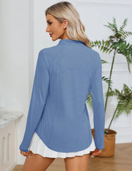 LOMON Women Long Sleeve Shirts Sun Protection 1/4 Zip Summer Quick Dry Hiking Shirts Quarter Zip Pullover for Women