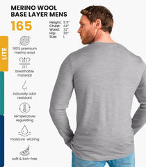 100% Merino Wool Base Layer Mens - Long Sleeve Thermal Shirts with Socks