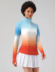 LOMON Women Long Sleeve Shirts Sun Protection 1/4 Zip Summer Quick Dry Hiking Shirts Quarter Zip Pullover for Women