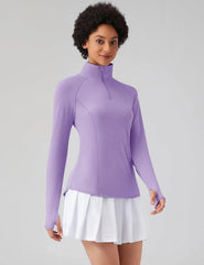 LOMON Women Long Sleeve Shirts Sun Protection 1/4 Zip Summer Quick Dry Hiking Shirts Quarter Zip Pullover for Women
