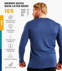 100% Merino Wool Base Layer Mens - Long Sleeve Thermal Shirts with Socks