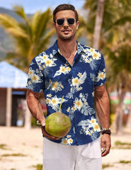 COOFANDY Men's Linen Shirts Short Sleeve Casual Shirts Button Down Shirt for Men Beach Summer Wedding Shirt