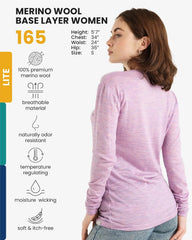 100% Merino Wool Base Layer Women - Long Sleeve Thermal Shirt with Socks