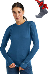 100% Merino Wool Base Layer Women - Long Sleeve Thermal Shirt with Socks