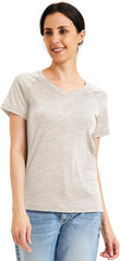 METARINO 100% Merino Wool T-Shirt Women V Neck Short Sleeve Base Layer Tee Shirt for Travel,Hiking,Sports