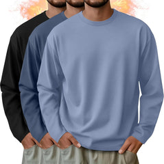 3 Pack Mens Long Sleeve Thermal Shirts Crew Neck Tops