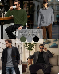 3 Pack Mens Long Sleeve Thermal Shirts Crew Neck Tops