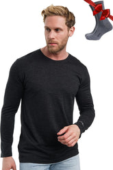 100% Merino Wool Base Layer Mens - Long Sleeve Thermal Shirts with Socks