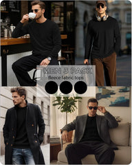3 Pack Mens Long Sleeve Thermal Shirts Crew Neck Tops