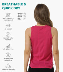 100% Merino Wool Tank Top Women - Active Sleeveless Undershirt Base Layer