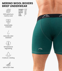 100% Merino Wool Underwear Mens - 1-2 Pack Boxer Briefs for Men 17.5um