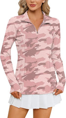 LOMON Women Long Sleeve Shirts Sun Protection 1/4 Zip Summer Quick Dry Hiking Shirts Quarter Zip Pullover for Women