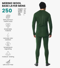100% Merino Wool Base Layer Men Set - Thermal Underwear for Men Long Johns
