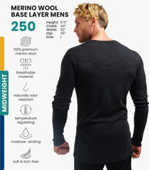 100% Merino Wool Base Layer Mens - Long Sleeve Thermal Shirts with Socks
