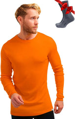 100% Merino Wool Base Layer Mens - Long Sleeve Thermal Shirts with Socks