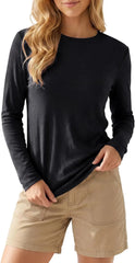 Merino Wool Shirt Women Lightweight Breathable Basic Tees Long Sleeve Sun Protection Shirts