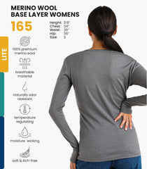 100% Merino Wool Base Layer Women - Long Sleeve Thermal Shirt with Socks
