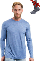 100% Merino Wool Base Layer Mens - Long Sleeve Thermal Shirts with Socks