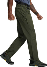 Mens Hiking Pants Lightweight Cargo Work Tactical Nylon Stretch Waterproof Quick Dry Fishing Travel Outdoor 6 Pockets