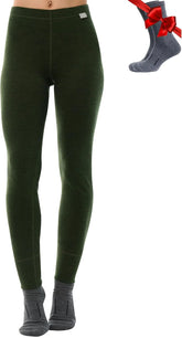 100% Merino Wool Base Layer Women Pants - Thermal Leggings Underwear