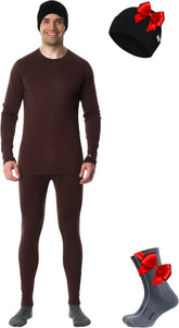 100% Merino Wool Base Layer Men Set - Thermal Underwear for Men Long Johns