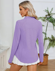LOMON Women Long Sleeve Shirts Sun Protection 1/4 Zip Summer Quick Dry Hiking Shirts Quarter Zip Pullover for Women